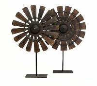 Assorted Wood and Iron Loom Wheel With Base