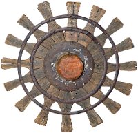 Wood and Iron Loom Wheel Wall Hanging