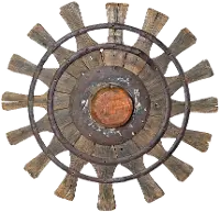 Wood and Iron Loom Wheel Wall Hanging
