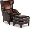 Hillsboro Brown Leather Accent Chair and Ottoman