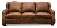 Traditional Natural Brown Leather Sofa - Carmel