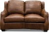 Traditional Natural Brown Leather Loveseat - Carmel