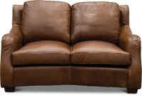 Traditional Natural Brown Leather Loveseat - Carmel