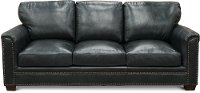 Classic Traditional Dark Blue Leather Sofa - Marine