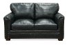 Classic Traditional Dark Blue Leather Loveseat - Marine