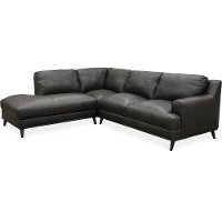 Contemporary 2 Piece Slate Gray Leather Sectional - Houston