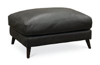 Contemporary Slate Gray Leather Ottoman - Houston
