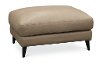 Contemporary Pearl Beige Leather Ottoman - Houston