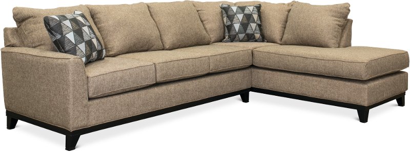 Casual Contemporary Tweed Brown 2 Piece Sectional Sofa Emerson