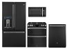 KIT GE Cafe 4 Piece Kitchen Appliance Package with Gas Range - Black Slate