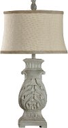 Aged White Hand Carved Table Lamp - Bokava