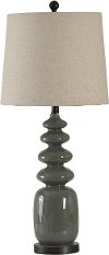 Dark Gray Painted Glass Table Lamp on a Steel Base