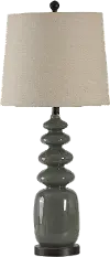 Dark Gray Painted Glass Table Lamp on a Steel Base