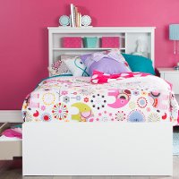 11274 White Twin Mates Storage Bed & Bookcase Headboard - Vito
