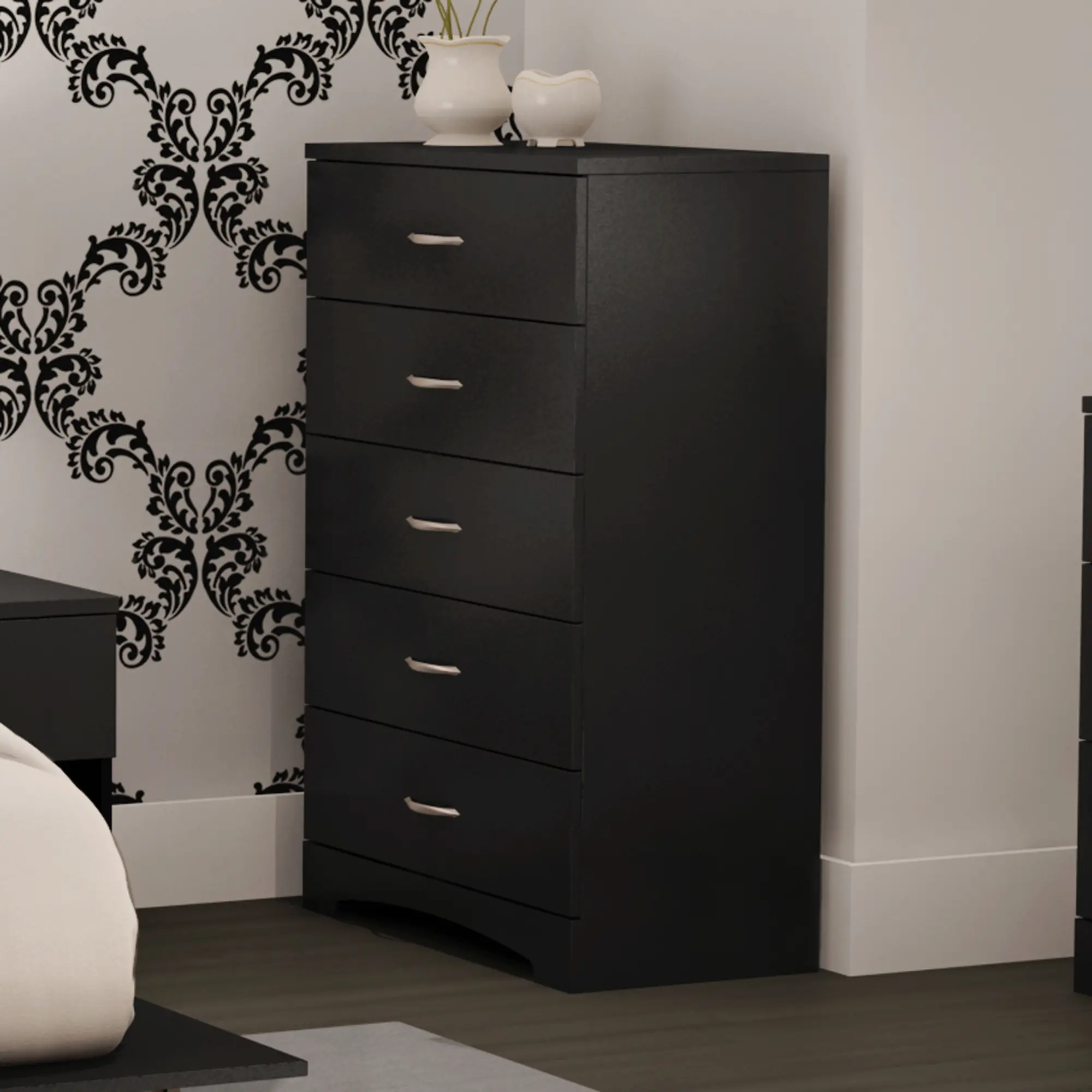 11279 Step One Black Tall Chest of Drawers-1