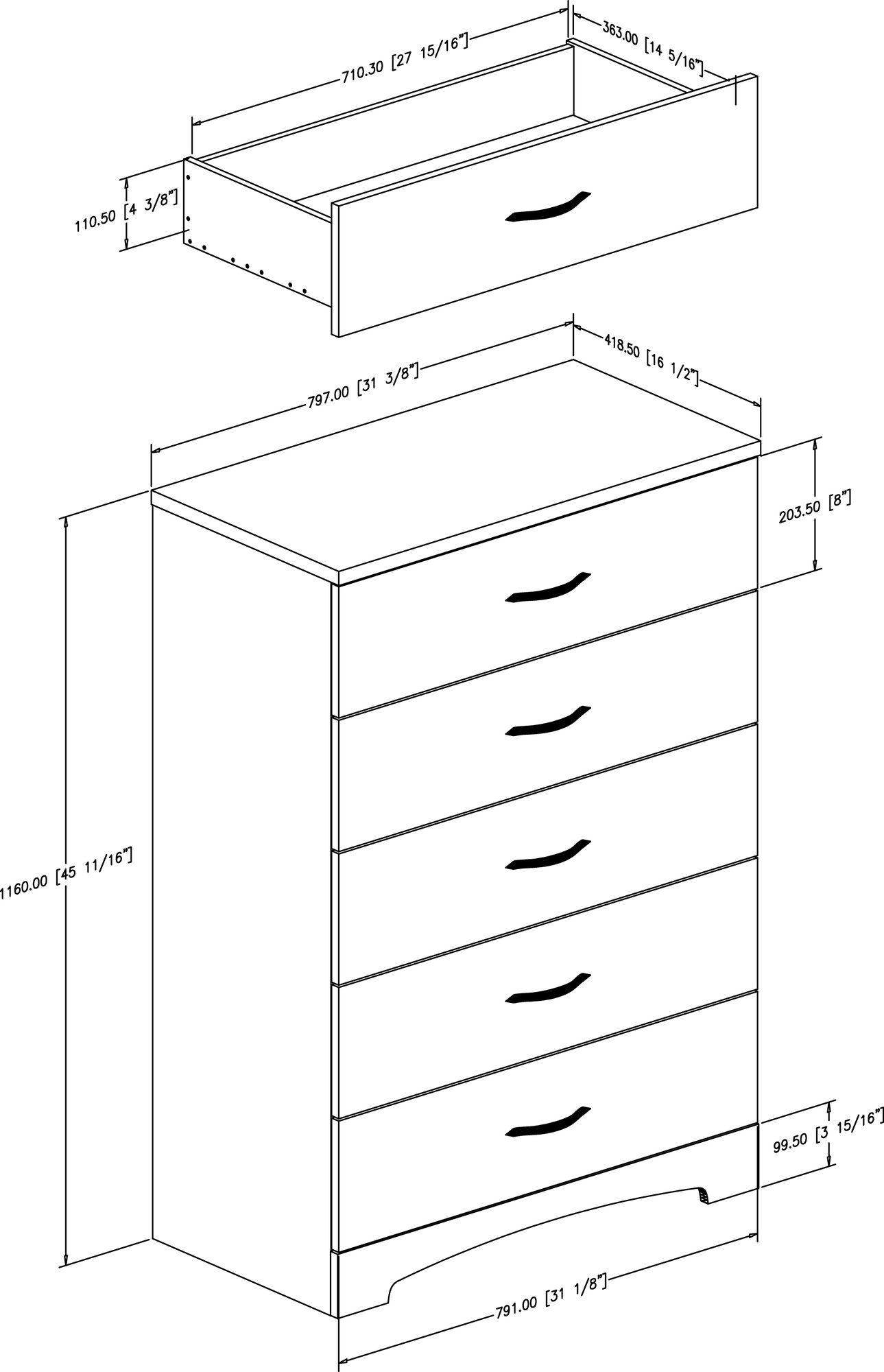 11279 Step One Black Tall Chest of Drawers-4