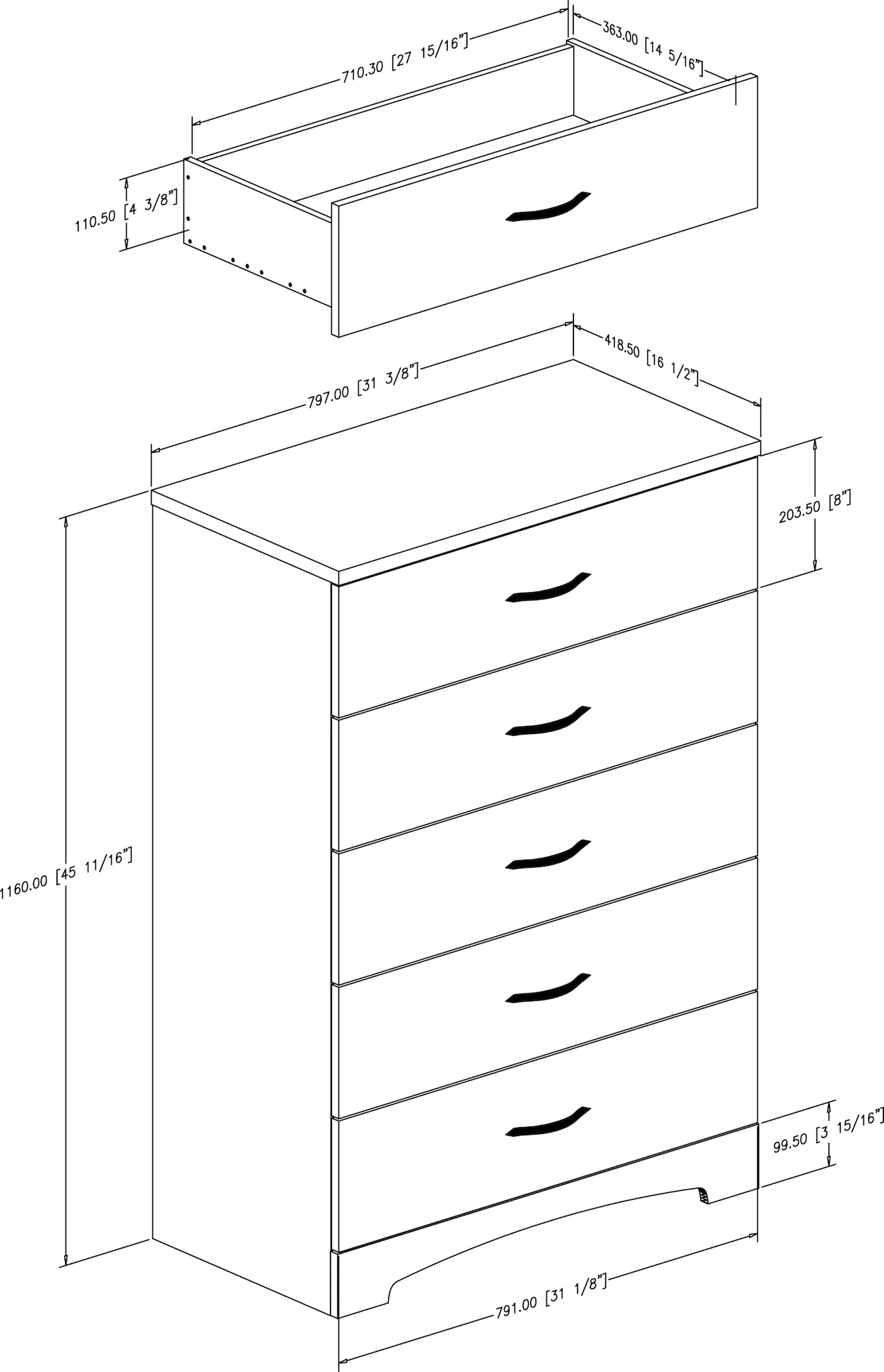 11279 Step One Black Tall Chest of Drawers-4