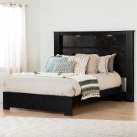 11331 Black Queen Platform Bed with Headboard - Gloria