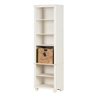 100261 Narrow White Bookcase with Basket - Hopedale-2