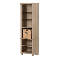 100262 Narrow Oak Bookcase with Basket - Hopedale-2