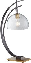 Gun Metal Half Moon Table Lamp with Clear Shade