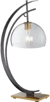 Gun Metal Half Moon Table Lamp with Clear Shade