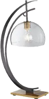 Gun Metal Half Moon Table Lamp with Clear Shade