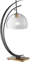 Gun Metal Half Moon Table Lamp with Clear Shade
