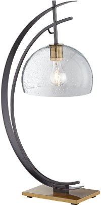 Gun Metal Half Moon Table Lamp with Clear Shade