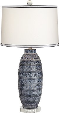 Dark Blue Ceramic Table Lamp - Cullen