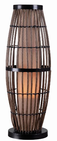 Rattan Outdoor Table Lamp with Bronze Accents - Biscayne