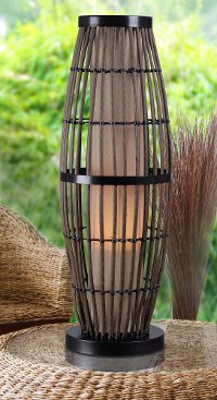 Rattan Outdoor Table Lamp with Bronze Accents - Biscayne-5