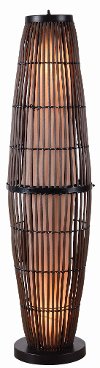 Rattan Outdoor Floor Lamp with Bronze Accents - Biscayne