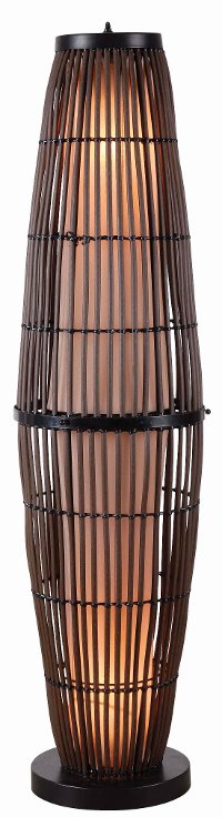 Rattan Outdoor Floor Lamp with Bronze Accents - Biscayne