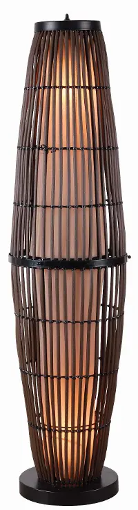 Rattan Outdoor Floor Lamp with Bronze Accents - Biscayne