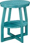 Teal Oval Slatted Accent Table - Cooper