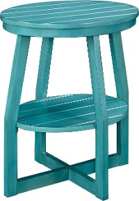 Teal Oval Slatted Accent Table - Cooper