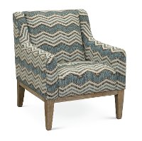 Contemporary Blue Chevron Upholstered Accent Chair - Mutual