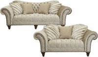 Golden Sand Velvet 2 Piece Living Room Set - Lorraine