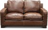 Casual Classic Sandalwood Brown Leather Loveseat - Pinkerton