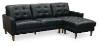 Mid-Century Modern 2 Piece Navy Leather Sectional Sofa - Ashton