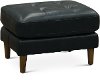 Mid-Century Modern Navy Leather Ottoman - Ashton