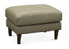 Mid-Century Modern Silver Gray Leather Ottoman - Ashton