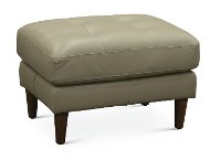 Mid-Century Modern Silver Gray Leather Ottoman - Ashton