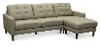 Mid-Century Modern 2 Piece Silver Gray Leather Sectional - Ashton