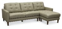 Mid-Century Modern 2 Piece Silver Gray Leather Sectional Sofa - Ashton