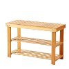 2-Tier Shoe Rack Bench Organizer - Natural Bamboo -3