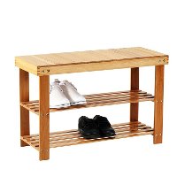 2 Tier Shoe Rack Bench Organizer - Natural Bamboo-4