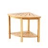 Corner Shower Bench Seat with Storage Shelf - Natural Bamboo