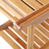 Shower Bench Seat / Shaving Stool with Storage Shelf - Natural Bamboo -3